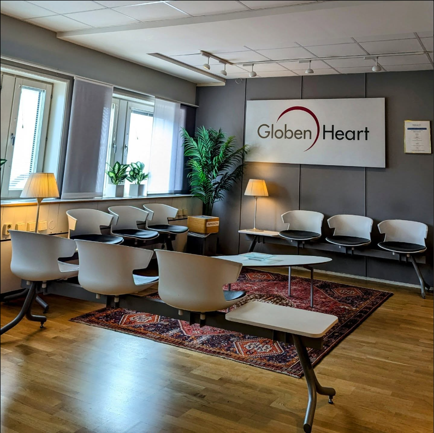 GlobenHearts väntrum med fin inredning