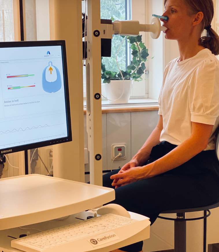 Spirometri – lungfunktionstest som mäter FEV1 och FVC på GlobenHeart i Stockholm